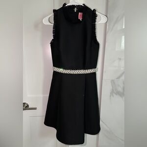 Kate Spade Black Embellished Waist Dress –Pearl & Crystal Detail –Cocktail dress